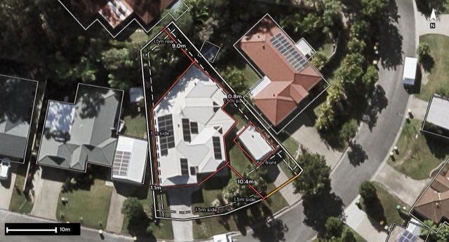 Aerial of 14 Hotspur Crescent, Little Mountain QLD 4551 with the block outlined