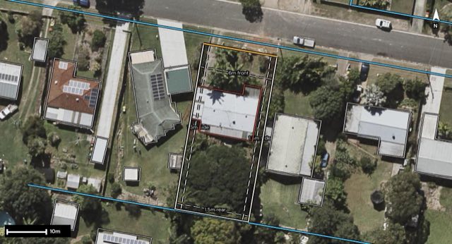 Aerial of 14 Mitre Street, Holmview QLD 4207 with the block outlined