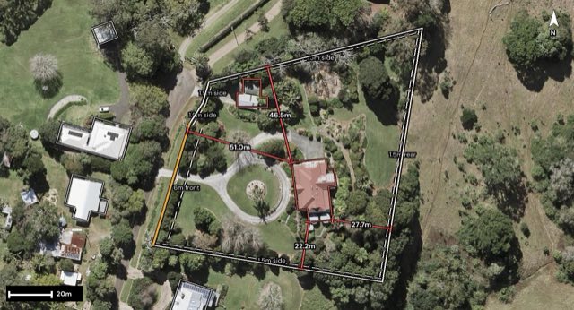 Aerial of 14 Moffitt Court, Maleny QLD 4552 with the block outlined