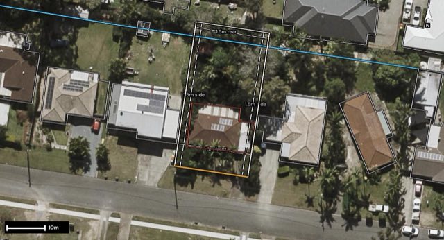 Aerial of 14 Ryan Street, Loganlea QLD 4131 with the block outlined