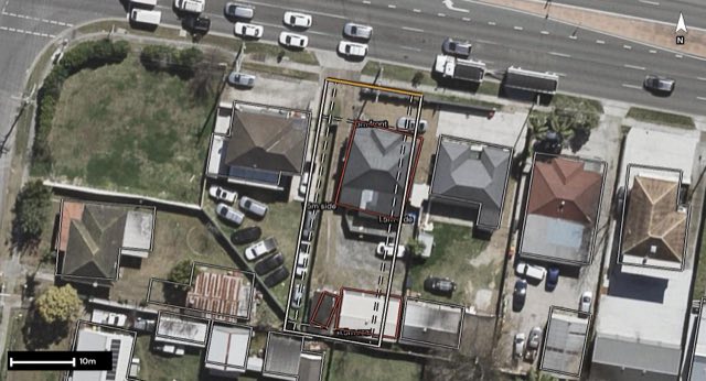 Aerial of 148 Granard Road, Archerfield QLD 4108 with the block outlined