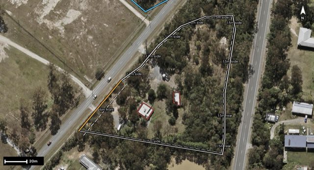 Aerial of 149-183 Fourth Avenue, Marsden QLD 4132 with the block outlined