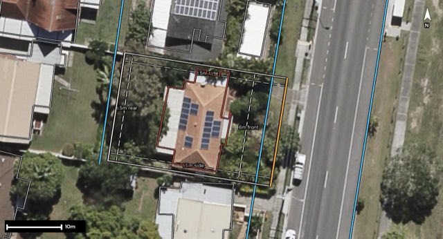 Aerial of 149 Parfrey Road, Rochedale South QLD 4123 with the block outlined