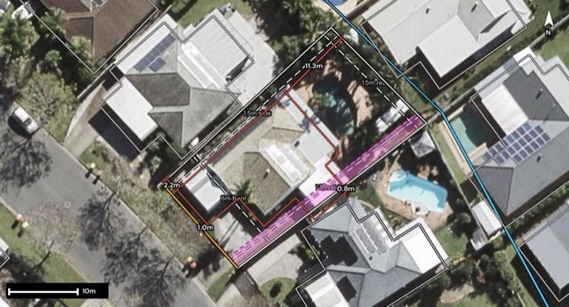 Aerial of 15 Doreen Drive, Coombabah QLD 4216 with the block outlined