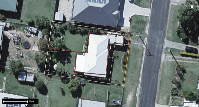 Aerial of 15 Hill Street, Gatton QLD 4343 with the block outlined