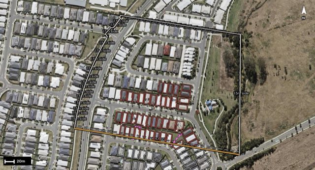 Aerial of 15 Shelley Street, Redbank Plains QLD 4301 with the block outlined