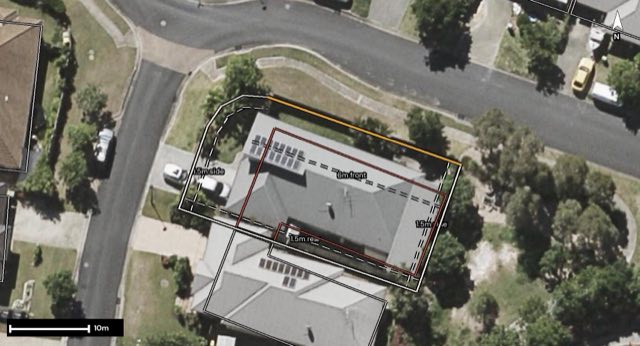 Aerial of 15 Winlock Circuit, Warner QLD 4500 with the block outlined
