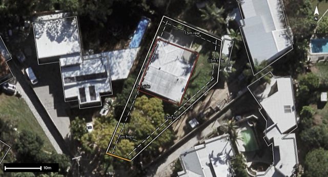 Aerial of 15 Yvonne Street, Yeronga QLD 4104 with the block outlined