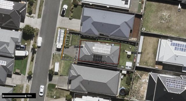 Aerial of 16 Kent Street, Heathwood QLD 4110 with the block outlined