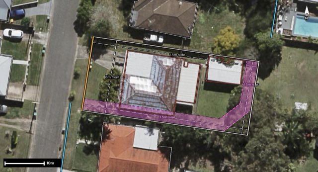 Aerial of 16 Margaret Street, Rochedale South QLD 4123 with the block outlined