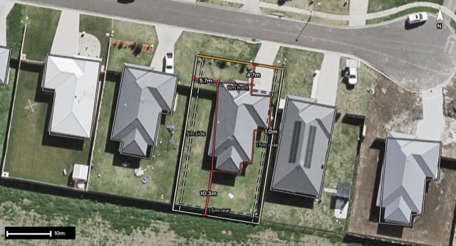 Aerial of 16 Parkview Place, Laidley QLD 4341 with the block outlined
