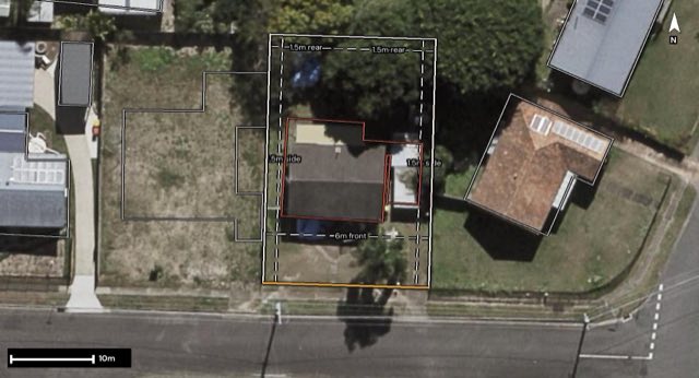 Aerial of 16 Pigeon Street, Inala QLD 4077 with the block outlined