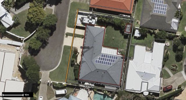 Aerial of 16 Radiata Street, Sunnybank Hills QLD 4109 with the block outlined