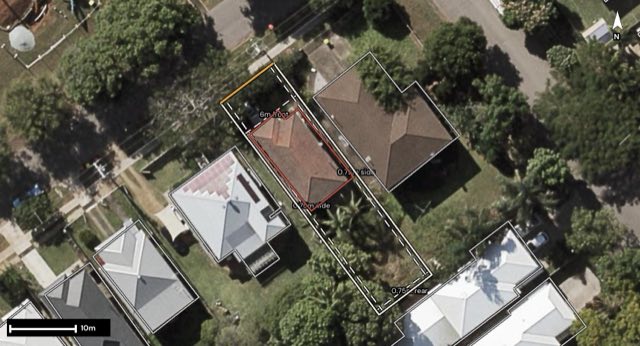 Aerial of 16 Railway Street, Nudgee QLD 4014 with the block outlined