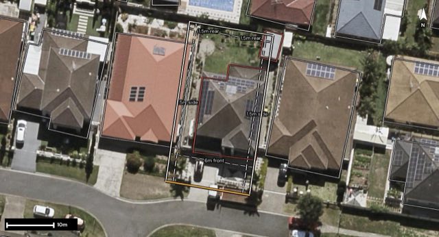 Aerial of 16 William Close, Doolandella QLD 4077 with the block outlined