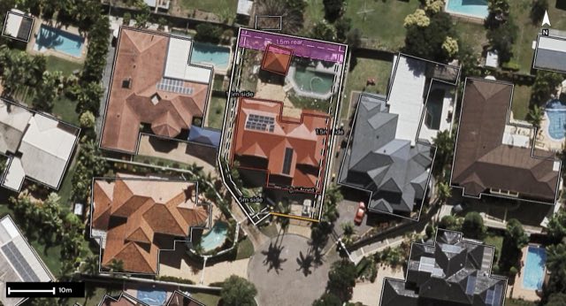 Aerial of 16 Wills Place, Macgregor QLD 4109 with the block outlined