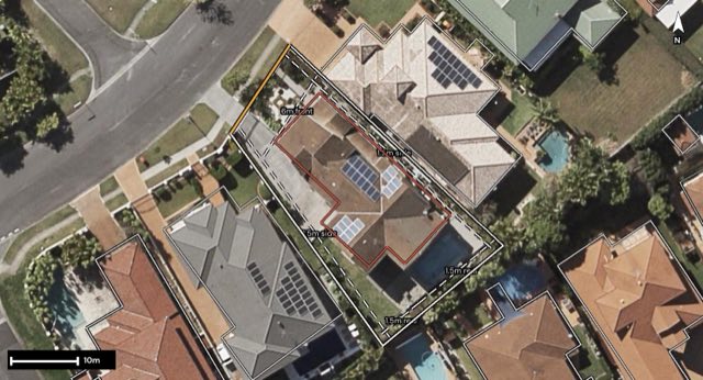 Aerial of 163 Streisand Drive, McDowall QLD 4053 with the block outlined
