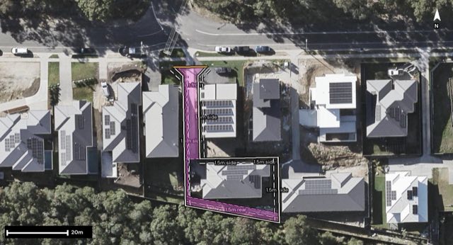 Aerial of 166 Cedar Creek Road, Upper Kedron QLD 4055 with the block outlined