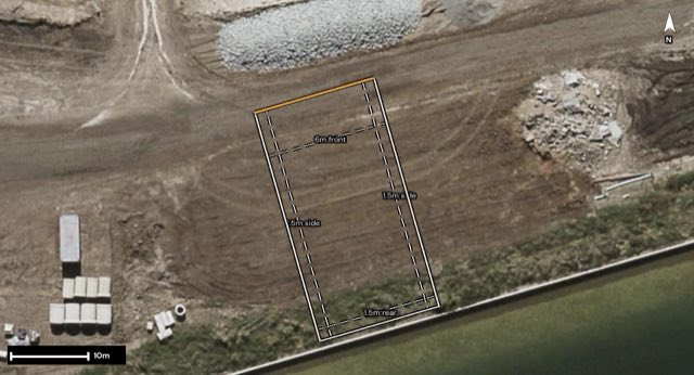 Aerial of 166 Coolum Parade, Newport QLD 4020 with the block outlined
