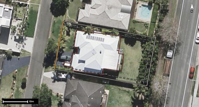 Aerial of 17 Lindeman Place, Redland Bay QLD 4165 with the block outlined