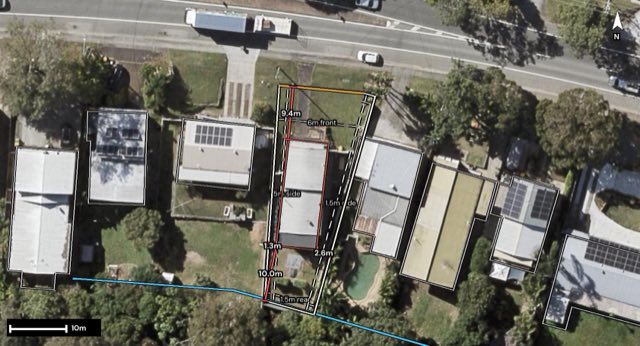 Aerial of 17 Nerang Broadbeach Road, Nerang QLD 4211 with the block outlined