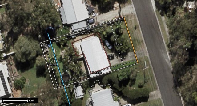 Aerial of 17 Tecoma Street, Kingston QLD 4114 with the block outlined