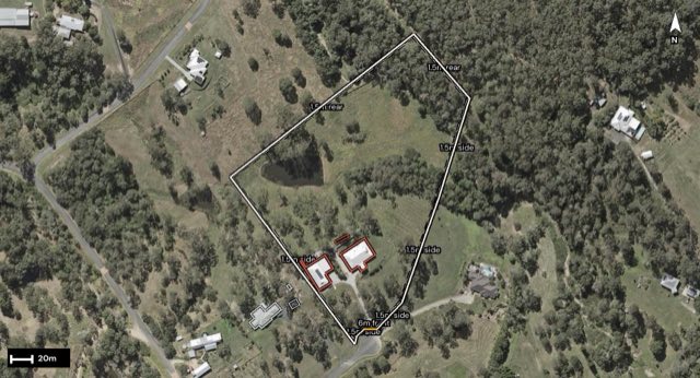 Aerial of 17 Vivian Place, Samsonvale QLD 4520 with the block outlined