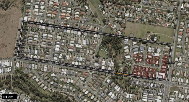 Aerial of 171 Alawoona Street, Redbank Plains QLD 4301 with the block outlined