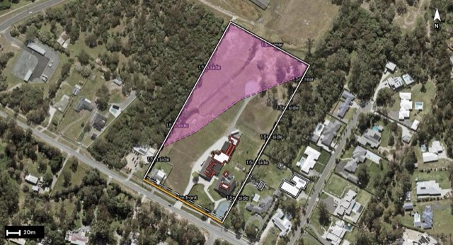 Aerial of 173-187 Carbrook Road, Cornubia QLD 4130 with the block outlined