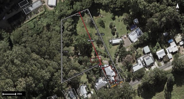 Aerial of 175 Panorama Drive, Rosemount QLD 4560 with the block outlined