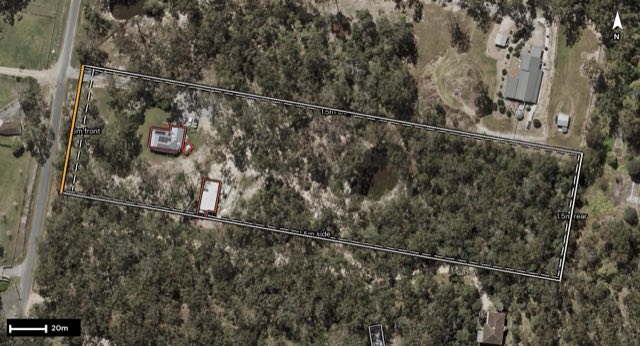 Aerial of 178-184 Sharton Avenue, Buccan QLD 4207 with the block outlined