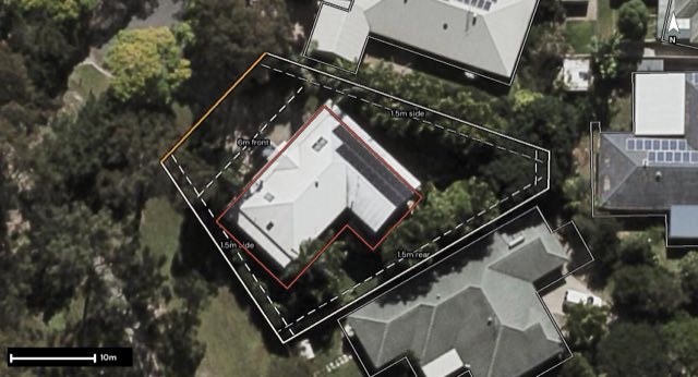 Aerial of 18 Agathis Place, Forest Lake QLD 4078 with the block outlined