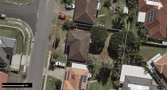 Aerial of 18 Devonlea Street, Eight Mile Plains QLD 4113 with the block outlined
