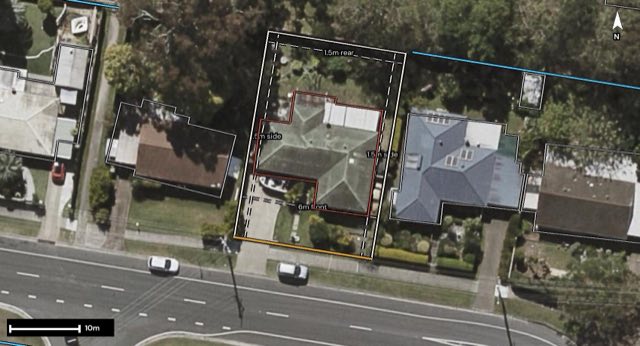Aerial of 18 King Arthur Boulevard, Bethania QLD 4205 with the block outlined