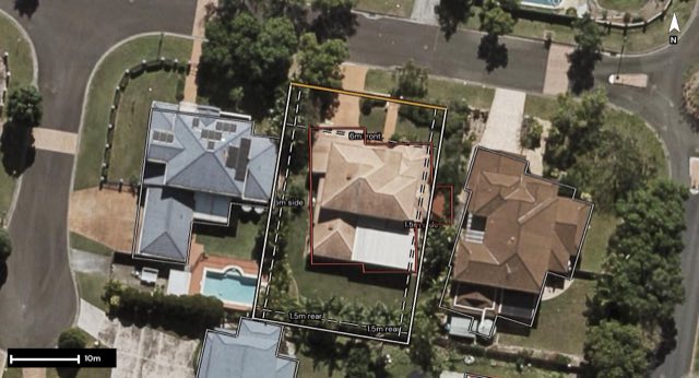 Aerial of 18 Magnolia Street, Stretton QLD 4116 with the block outlined