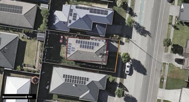 Aerial of 181 Canvey Road, Upper Kedron QLD 4055 with the block outlined