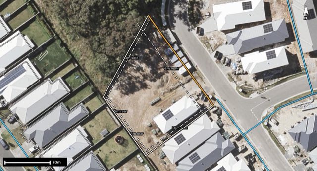 Aerial of 19-27 Lavazza Street, Ormeau QLD 4208 with the block outlined