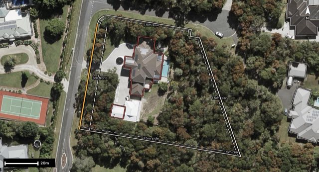 Aerial of 19 Megan Court, Thornlands QLD 4164 with the block outlined