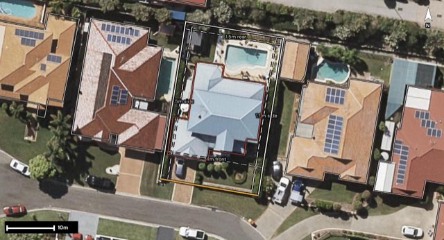 Aerial of 19 Osprey Place, Taigum QLD 4018 with the block outlined