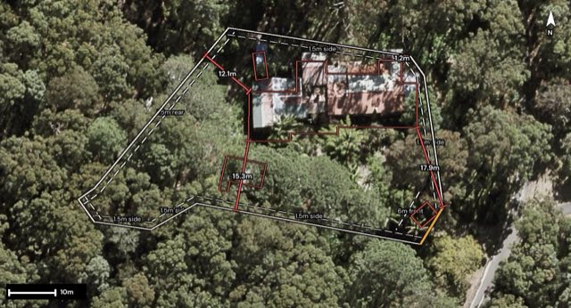 Aerial of 1924 Springbrook Road, Springbrook QLD 4213 with the block outlined