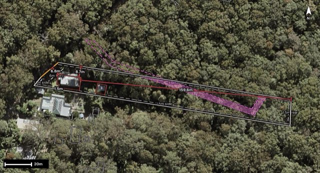 Aerial of 1945 Springbrook Road, Springbrook QLD 4213 with the block outlined