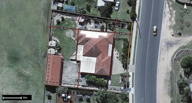 Aerial of 1E Fairway Drive, Hatton Vale QLD 4341 with the block outlined