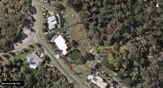 Aerial of 2-4 Kirk Outlook, Ormeau QLD 4208 with the block outlined