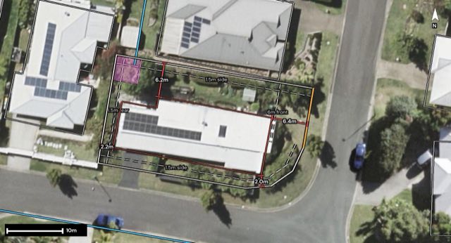 Aerial of 2 Drovers Avenue, Gilston QLD 4211 with the block outlined