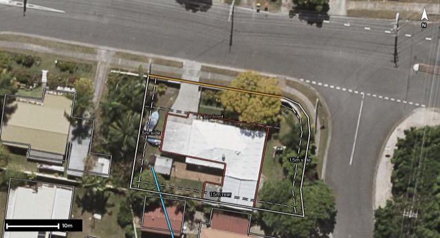 Aerial of 2 Dunbar Street, Browns Plains QLD 4118 with the block outlined