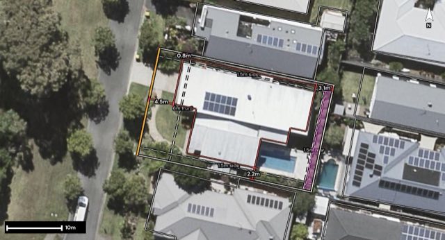 Aerial of 2 Lillypilly Court, Meridan Plains QLD 4551 with the lot and setbacks drawn on