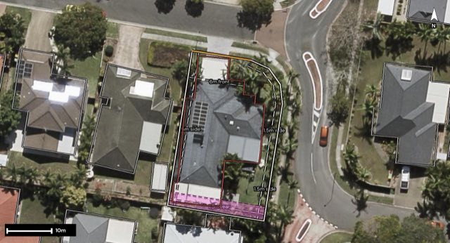 Aerial of 2 Lyrebird Street, Calamvale QLD 4116 with the block outlined