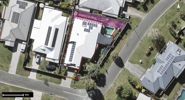 Aerial of 2 Pacific Place, Beerwah QLD 4519 with the block outlined