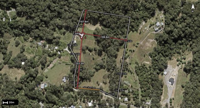 Aerial of 2 Simons Road, Towen Mountain QLD 4560 with the block outlined