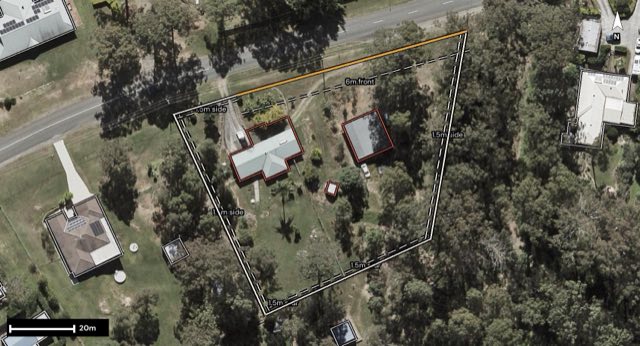 Aerial of 20-32 Ashwood Drive, Cedar Vale QLD 4285 with the block outlined